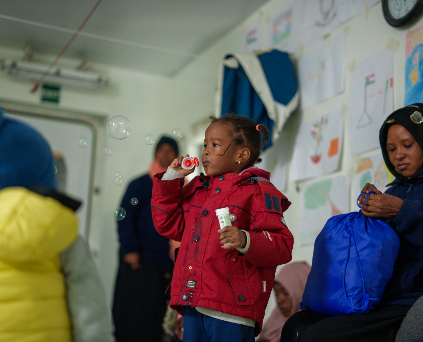 family waiting for Disembarkation